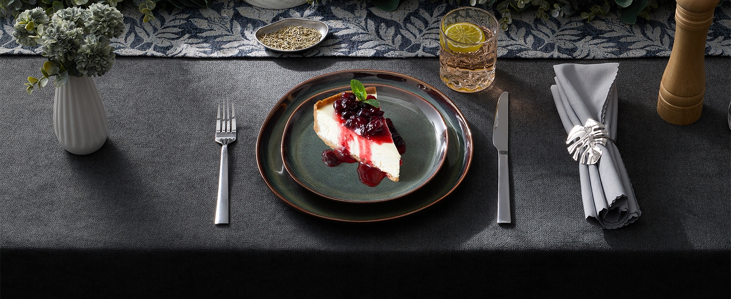 Набір посуду на 6 осіб Onader, 18 предметів: тарілки для сніданку, десерту та обіду, стегонна посуд, мікрохвильова піч, реагуючий мох зелений