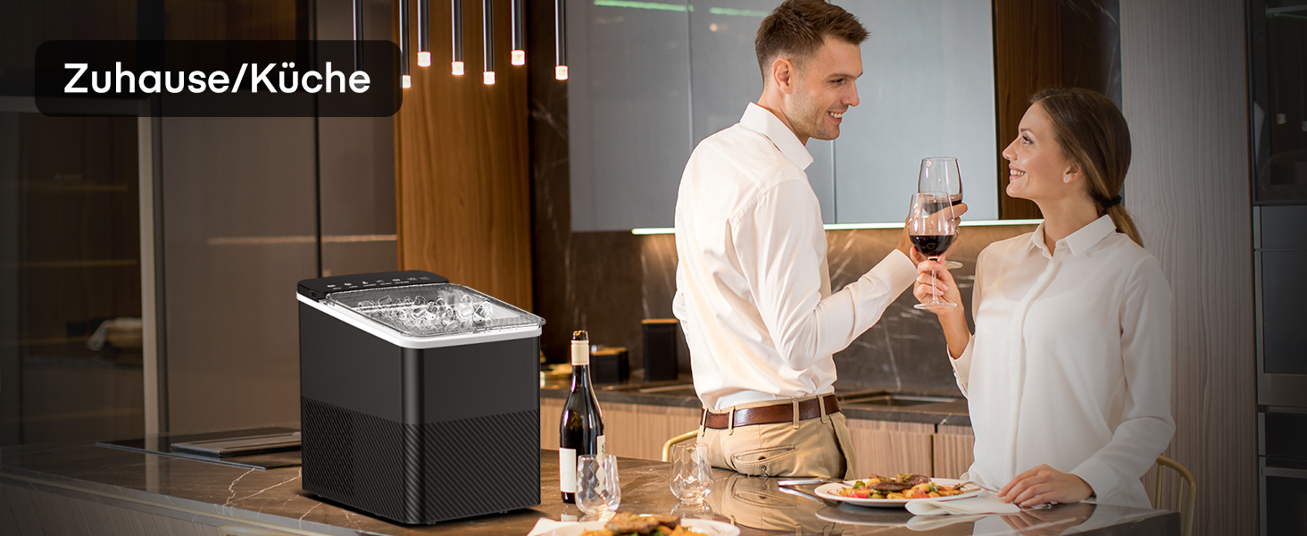 Машина для приготування льоду FOHERE, 14 кг/24 год, 9 кубиків за 5 хвилин, самоочисна, з лопаткою та кошиком, 2 розміри кубиків, для дому/офісу/бару/RV