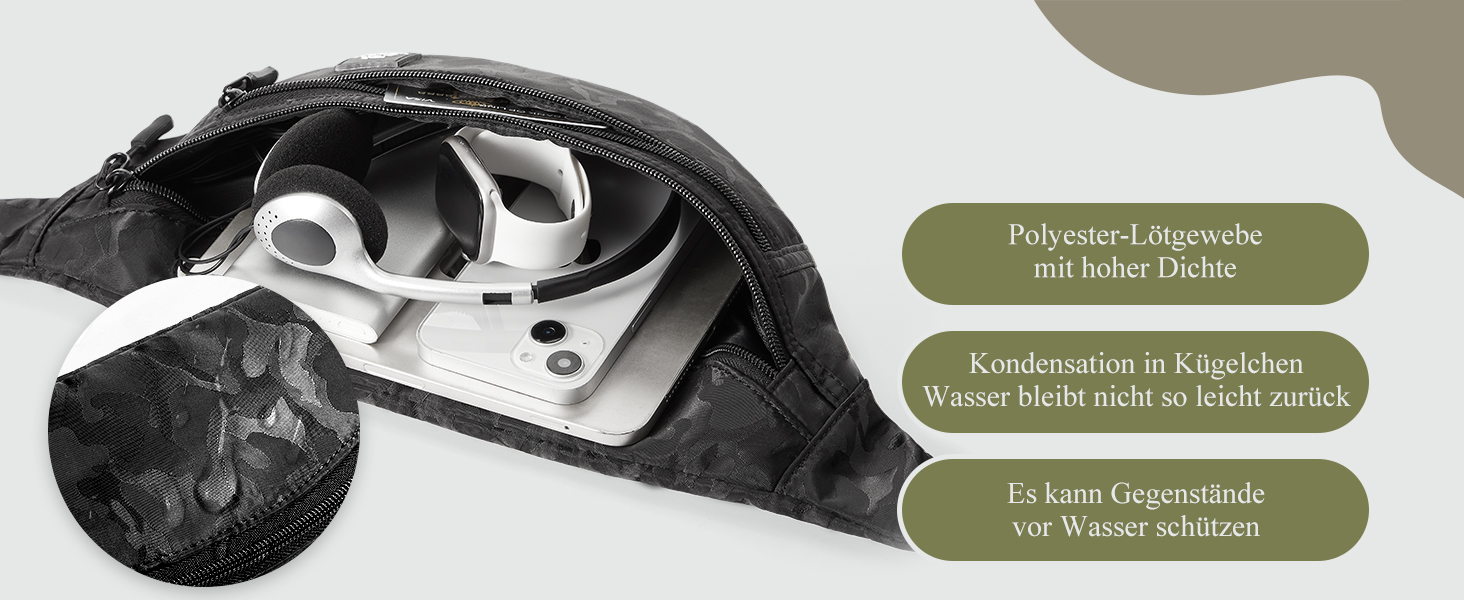 Чоловіча та жіноча поясна сумка Bauchtasche SZSYCN, фанна-пак, чорний камуфляж для спорту, прогулянок, подорожей