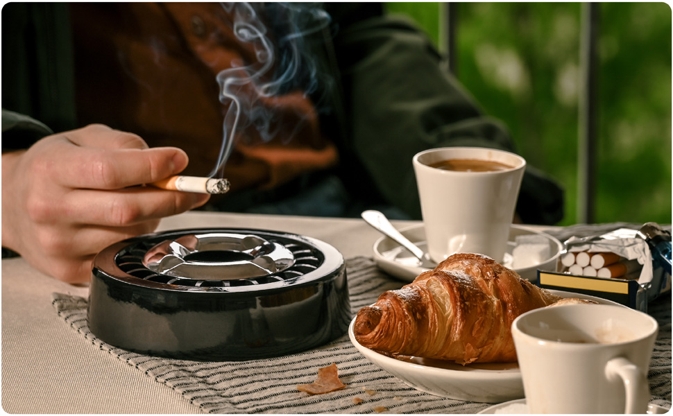 Переносний попільничка Praknu 3 Gluttöter для вулиці та дому: чорний, вітрозахисний, миється в посудомийній машині, стійкий до погодних умов