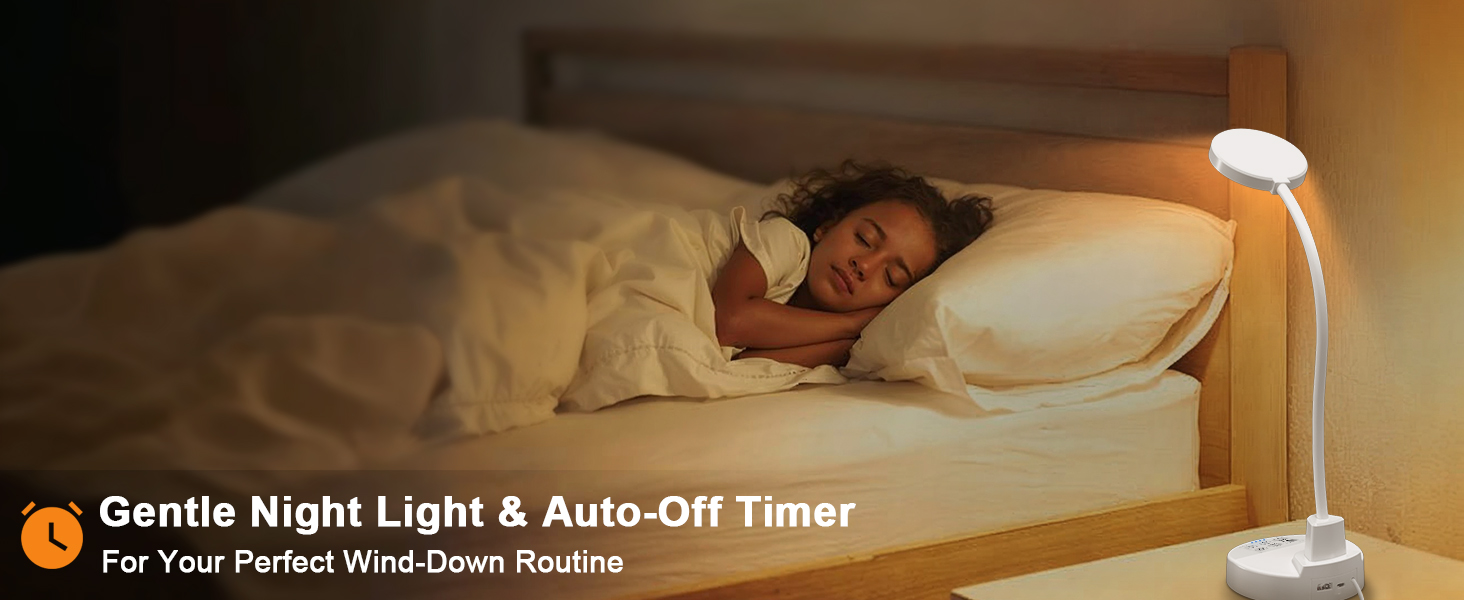 LED настільна лампа 15W з USB-A та USB-C – диммування, 3 колірні температури, 5 рівнів яскравості, таймер, гнусий 360° шийка, захист очей, для офісу та спальні (біла, 12 см)