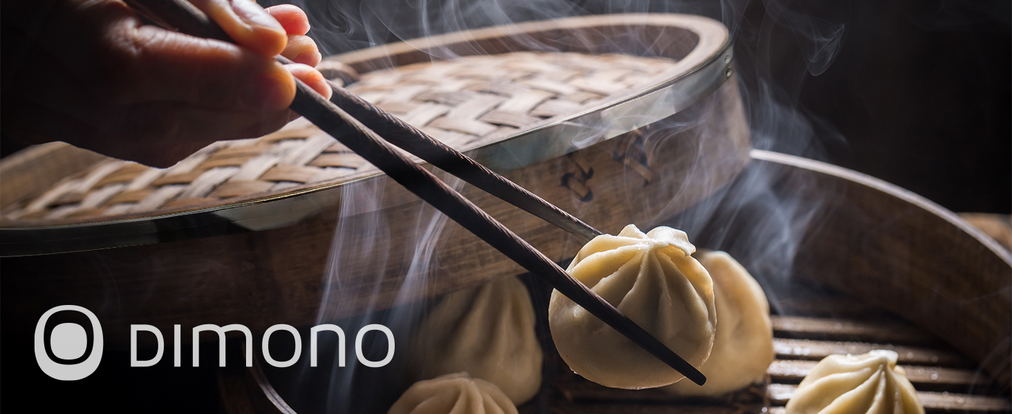 Пароварка Dimono® з бамбука та нержавіючої сталі, 2 яруси, з кришкою. Підходить для приготування рису, овочів, м'яса, риби, дим сум, "Ø 24 см"
