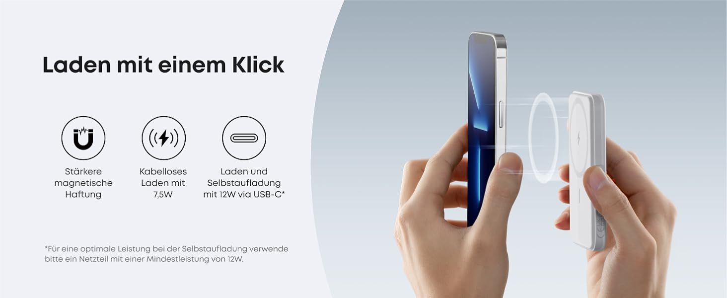 Anker MagGo 5000mAh Powerbank з магнітним кріпленням, USB-C, для iPhone 13/12 (Білий)