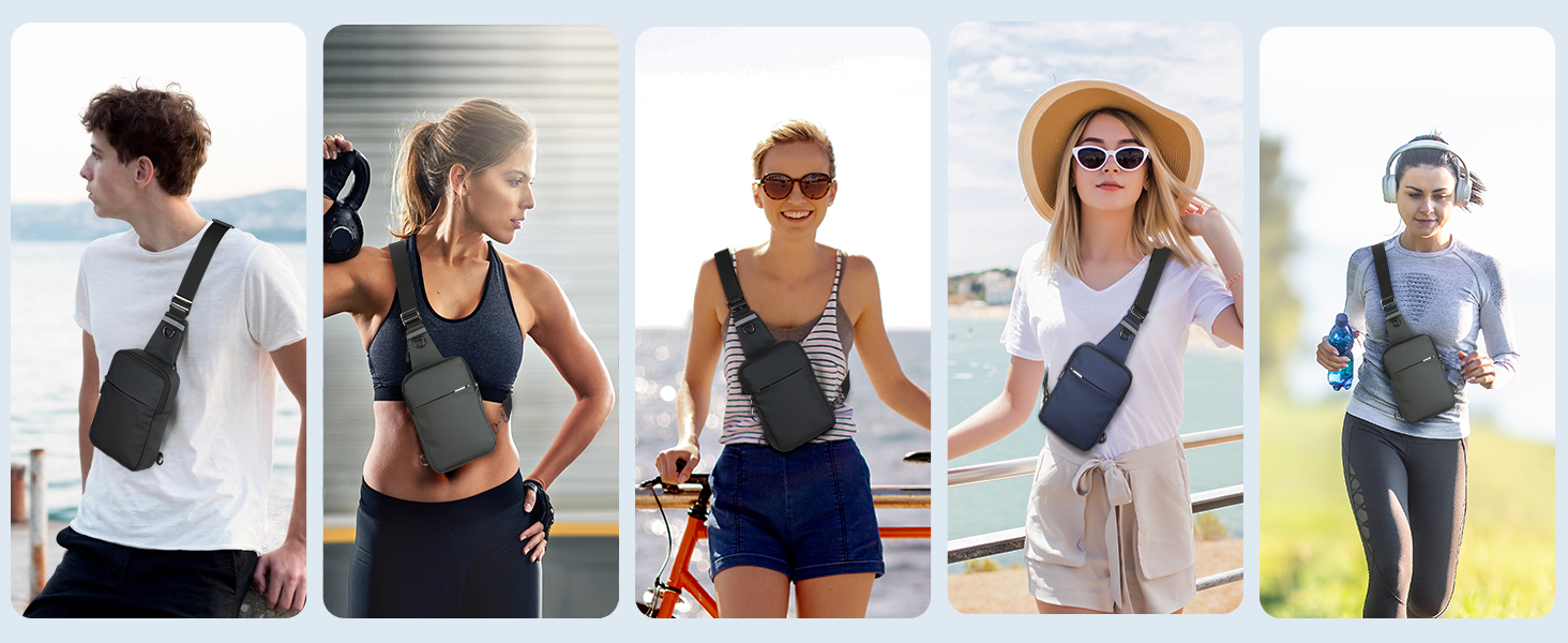 Сумка на груди Broadream: водонепроникна нагрудна сумка, чорна - для чоловіків та жінок, RFID-захист, для спорту та туризму