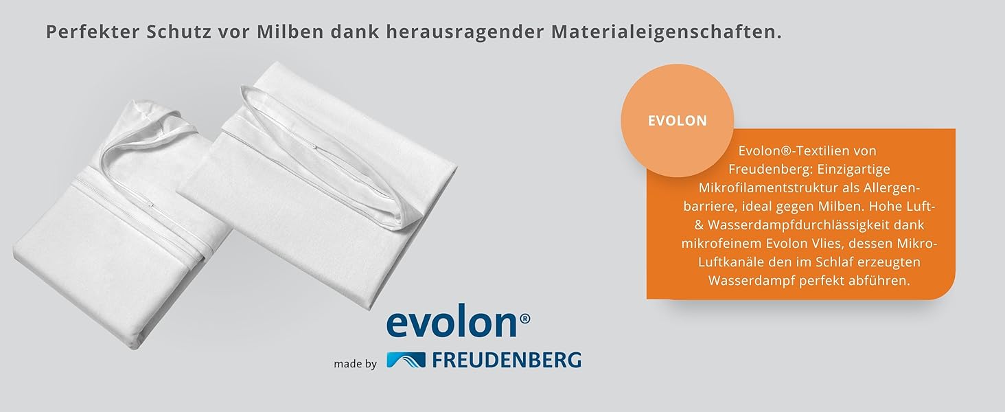 Чохол на матрац sleepling 90x200 см Evolon для алергіків, антикліщовий, захист від пилових кліщів, для матраців до 20 см, прати при 95°C, вироблено в Німеччині