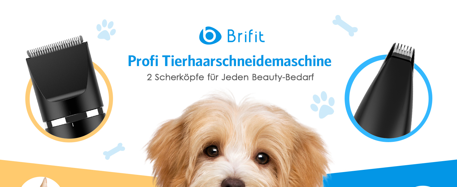 Набір для стрижки собак та котів 2-в-1 Brifit, триммер для лап, тиха, водонепроникна IPX7, професійна стрижка тіла, лап, очей, вух, обличчя, білий (чорний)
