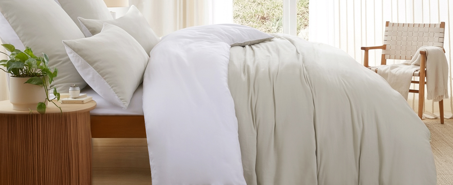 Комплект постільної білизни RUIKASI 135x200 з бавовни (4 частини) сірий - комплект постільної білизни з ремінцем, двоколірний комплект 2 шт. антрацит та світло-сірий