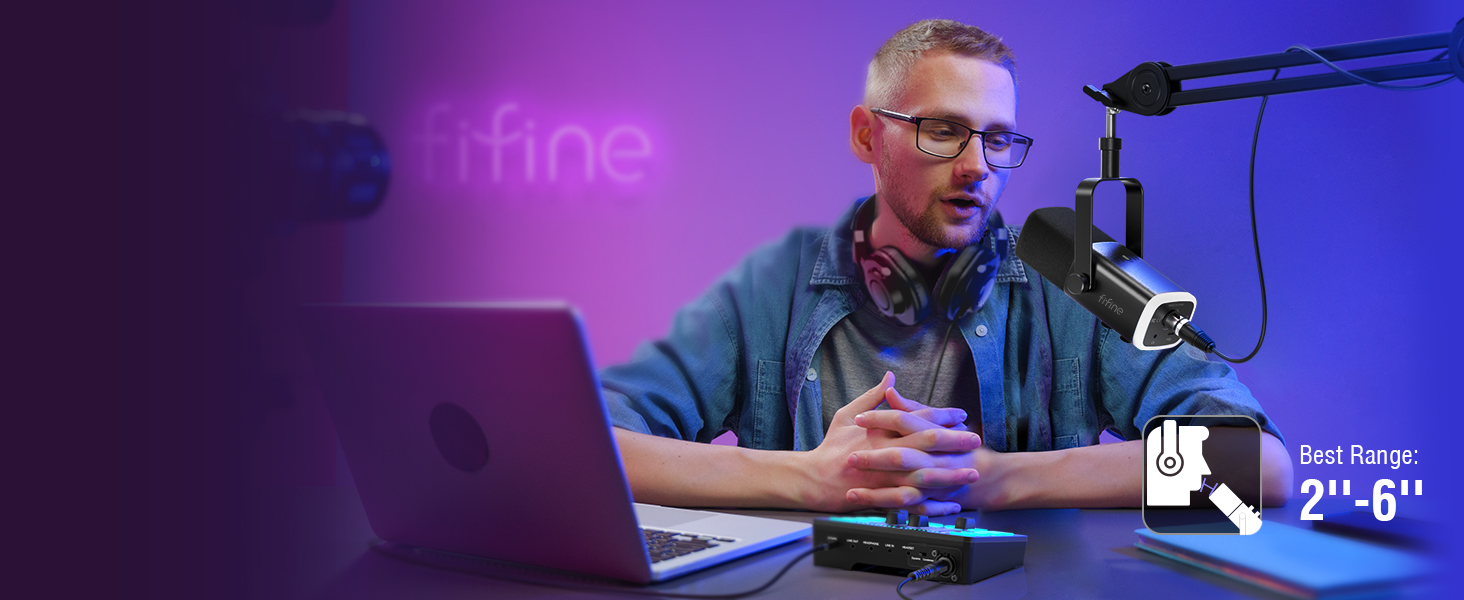 Мікрофон FIFINE XLR для стрімінгу, подкастів та студійної звукозапису. Динамічний USB мікрофон з кнопкою вимкнення мікрофона. Сумісний з PS4/5, Mac, мікшерами та звуковими картами. Чорний колір