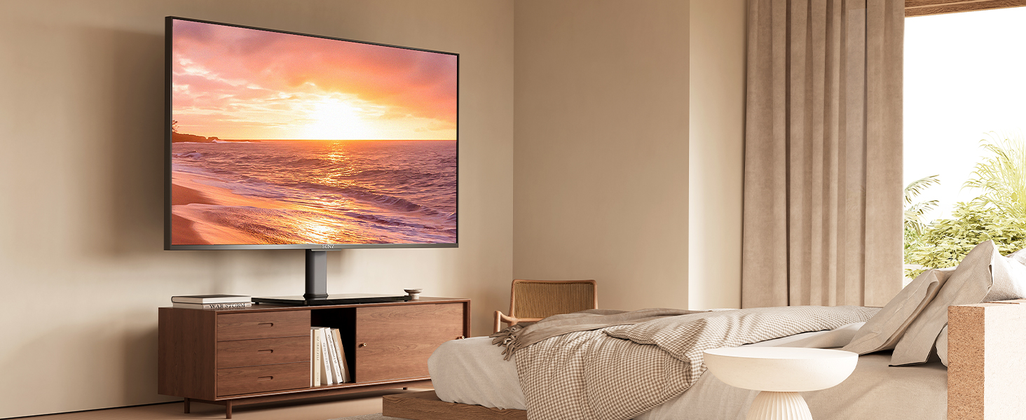 Підставка для телевізора FITUEYES Universal для 43-85 дюймів, поворотна, регульована по висоті, VESA 600x400, до 50 кг, білий (чорний)