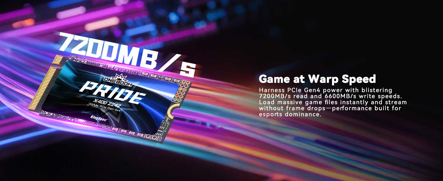 KingSpec ONEBOOM X400 SSD NVMe PCIe Gen4x4: Ігровий SSD для PS5, PC, Laptop (2TB)