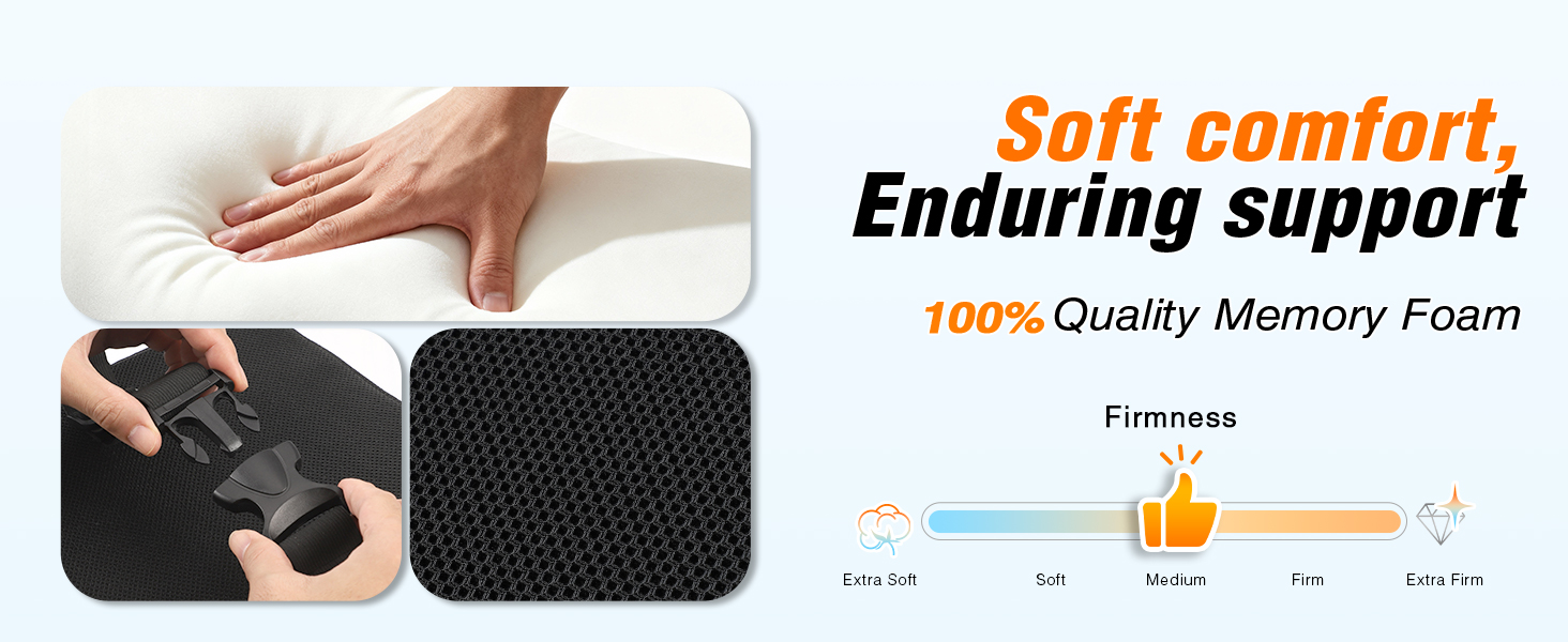 Подушка для попереку POOTACK з піни Memory Foam - ортопедична підтримка спини для авто, офісу та геймінгу, чорна