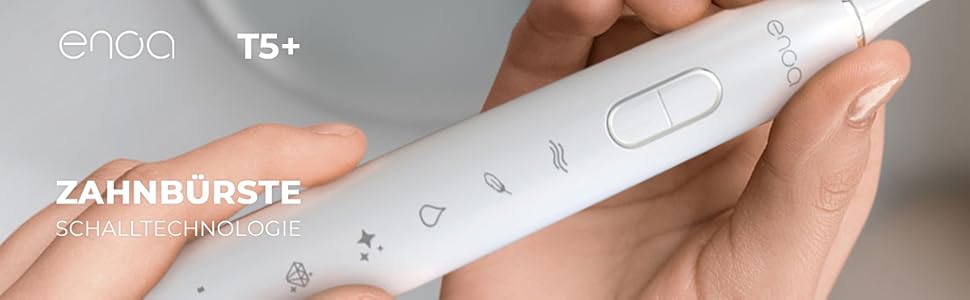 Електрична звукова зубна щітка ENOA з 5 режимами, 3 рівнями інтенсивності, таймером, IPX7 водонепроникна + 5 змінних насадок
