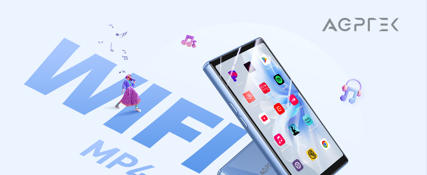 MP3 плеєр AGPTEK з Bluetooth та Wi-Fi, 5