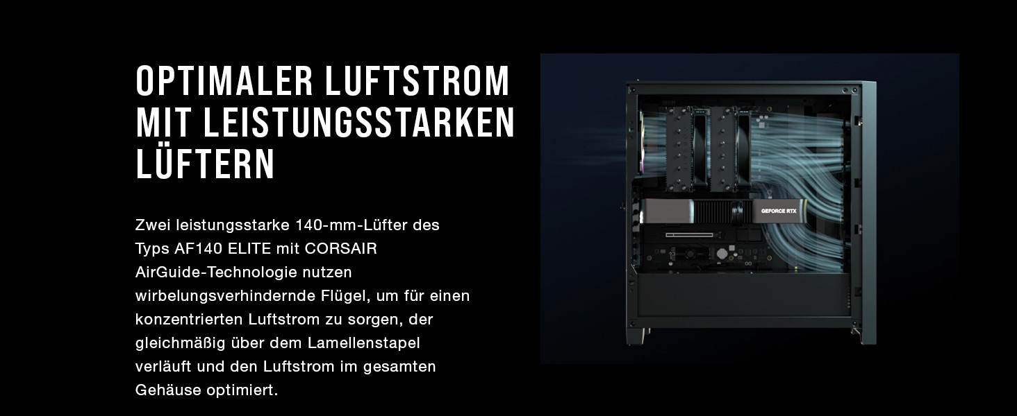 Корпус Corsair A115 з повітряним охолодженням CPU - 2 вентилятори AF140 Elite, чорний