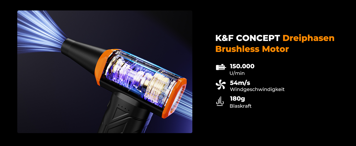Електричний пилосос-фен K&F CONCEPT EnduroPower: 300000 об/хв, безщітковий мотор, для ПК, авто та туристичного спорядження