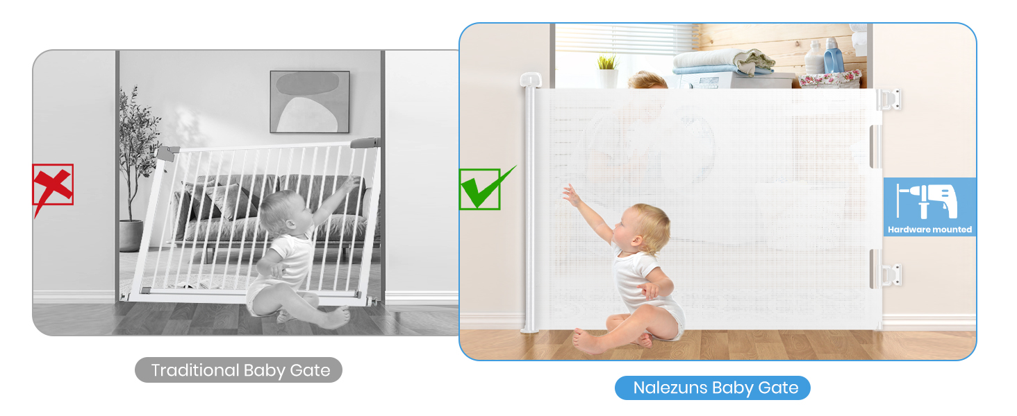 Захист від травм для дітей Nalezuns: розсувна сітка для дитячих воріт, 0-180 см, сірий колір