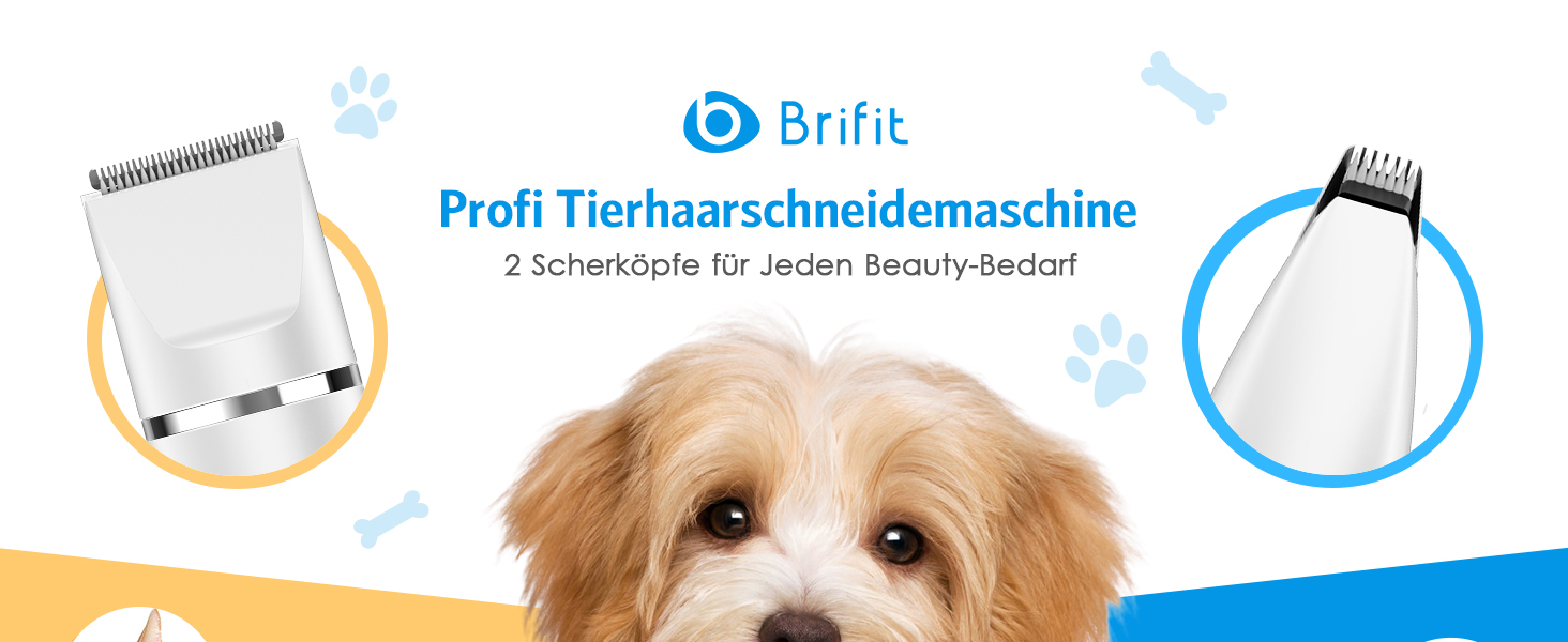 Машинка для стрижки собак та котів 2-в-1 Brifit, тример для подушечок лап, тиха, водонепроникна IPX7, професійна для тіла, лап, очей, вух, обличчя