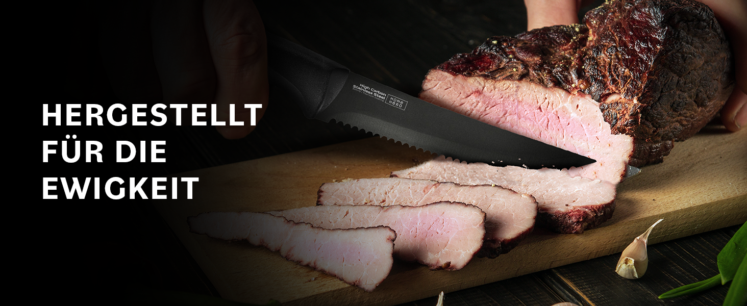 Home Hero Professional Stainless Steel Kitchen Knife Set (8-Piece Steak Knife Set - Black)