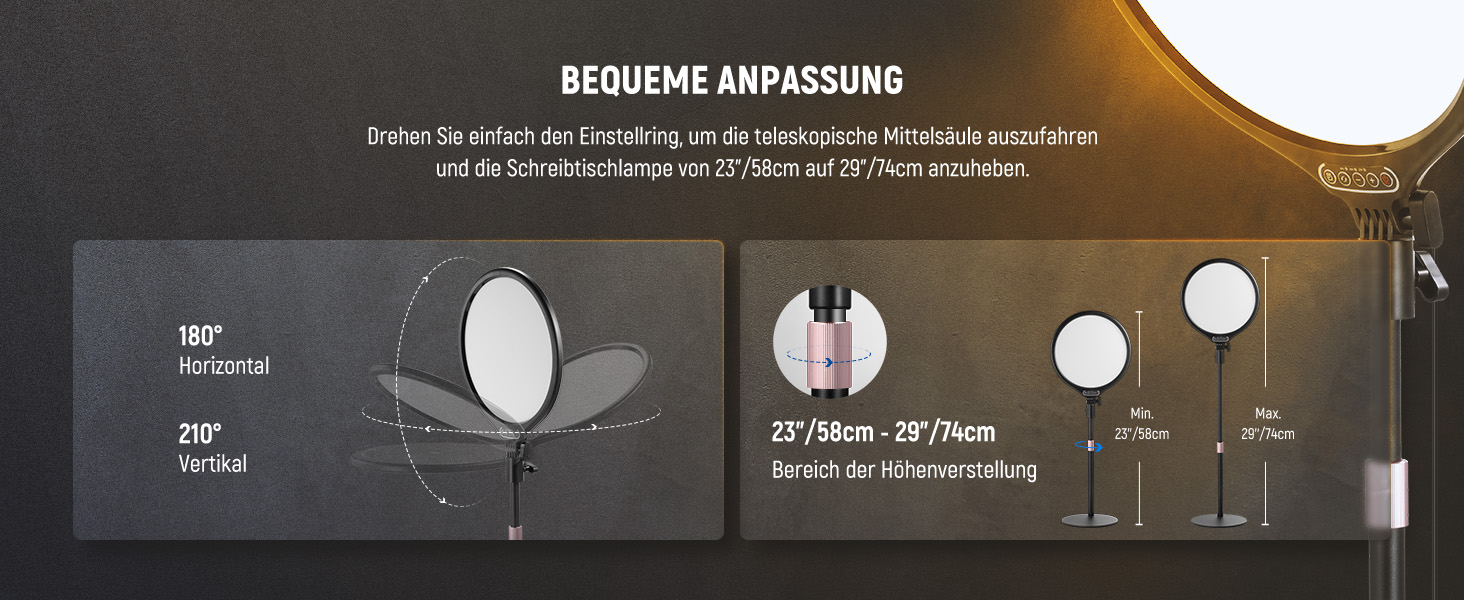 NEEWER кільцева лампа 10.5' з тримачем для телефону, штативом, таймером, 15W, диммування, LED, для iPhone, зйомка, стрімінг, ноутбук, веб-камера, відеоконференції, USB, R10