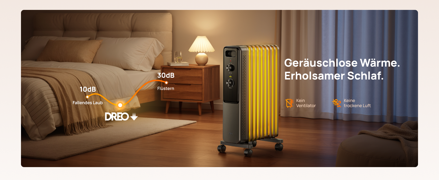 Електричний масляний радіатор Dreo з 9 ребрами, 2000W, тихий, з захистом від перегріву та перекидання, термостат, дитячий замок, енергозберігаючий