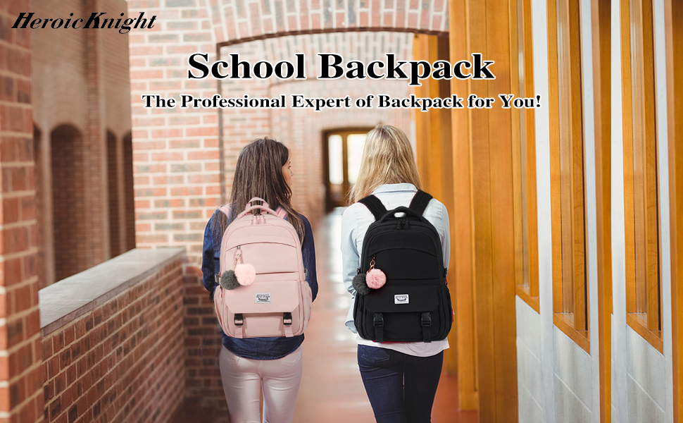 Шкільний рюкзак для підлітків: водонепроникний, з відділенням для ноутбука 15.6 дюймів, легкий, чорний