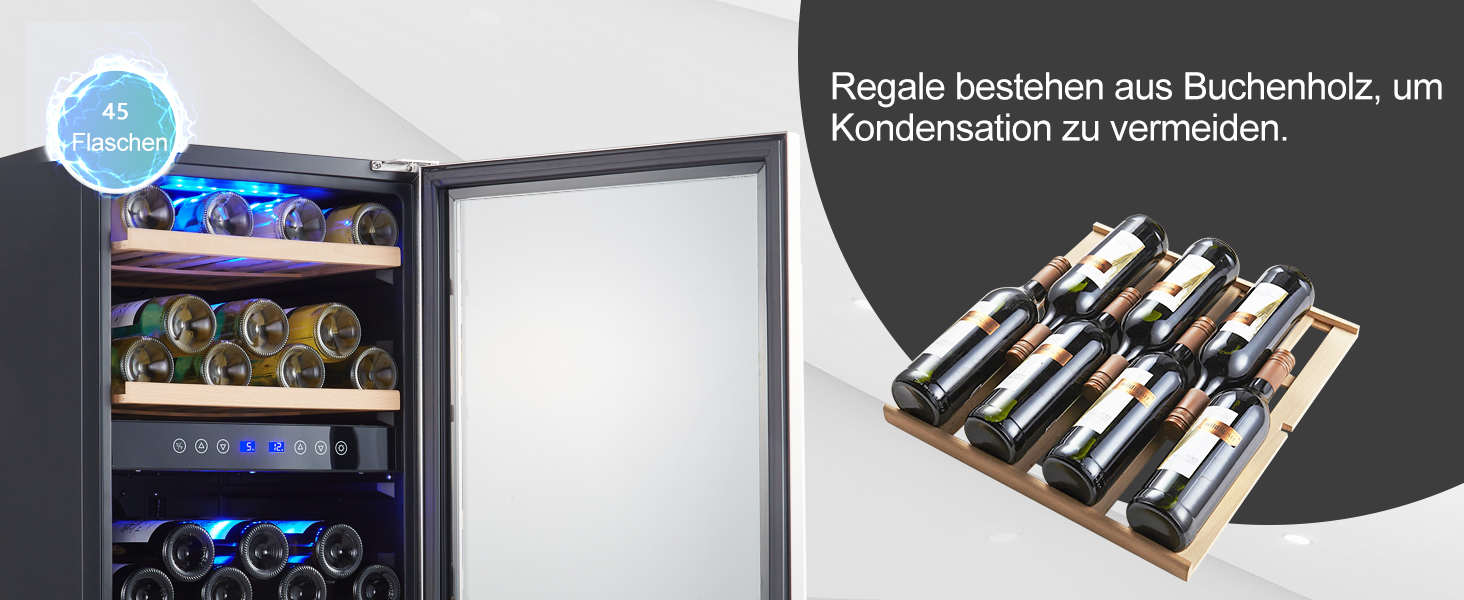 Kalamera 33 Bottle Dual Zone Wine Refrigerator - Stainless Steel Door, Freestanding