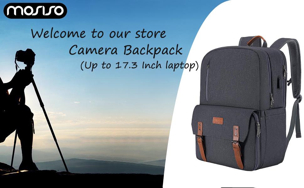 MOSISO Рюкзак для камери 17.3 дюйма, DSLR/SLR/Беззеркальна камера, відділення для ноутбука, вбудована фотосумка, USB-порт для зарядки, дощовик, сумісний з Canon/Nikon/Sony, чорний
