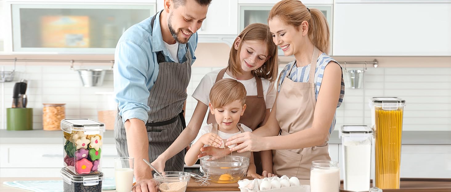 Набір контейнерів для зберігання GoMaihe 16 шт., герметичні бокси для кухні, пластикові контейнери з кришкою для круп, мюслі, рису, борошна та корму для тварин