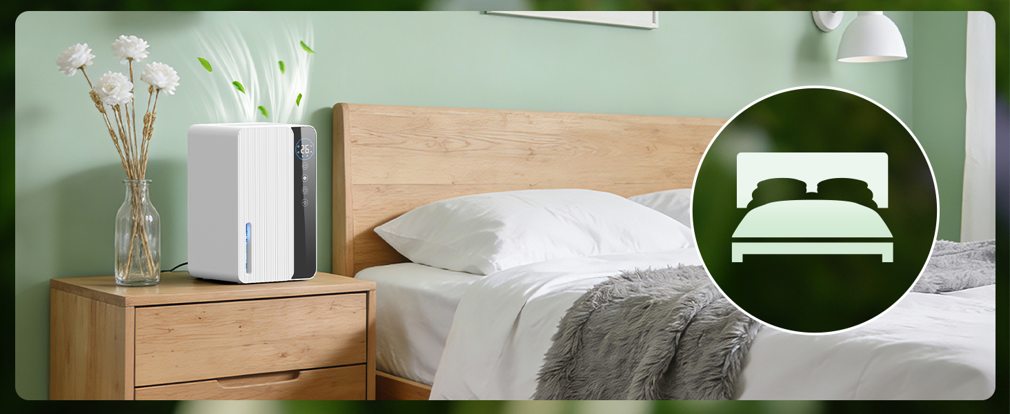 Електричний осушувач повітря 1800 мл, енергозберігаючий, для спальні та ванної кімнати, 22,5W, тихий режим, таймер, автовимкнення (550 мл/день)