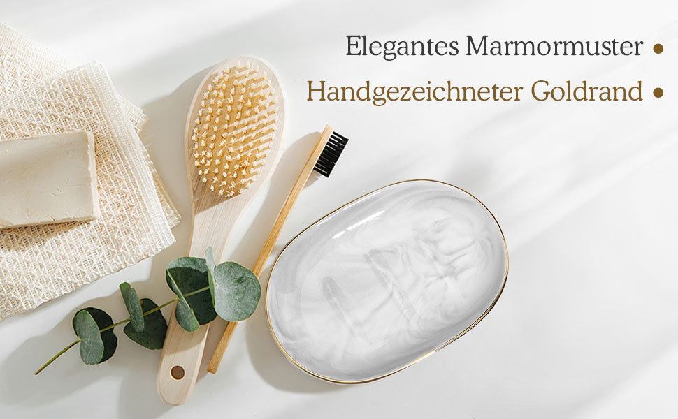 Підставка для мила Luxspire з кераміки, антиковзна, білий мармур, для ванної кімнати, душу та кухні