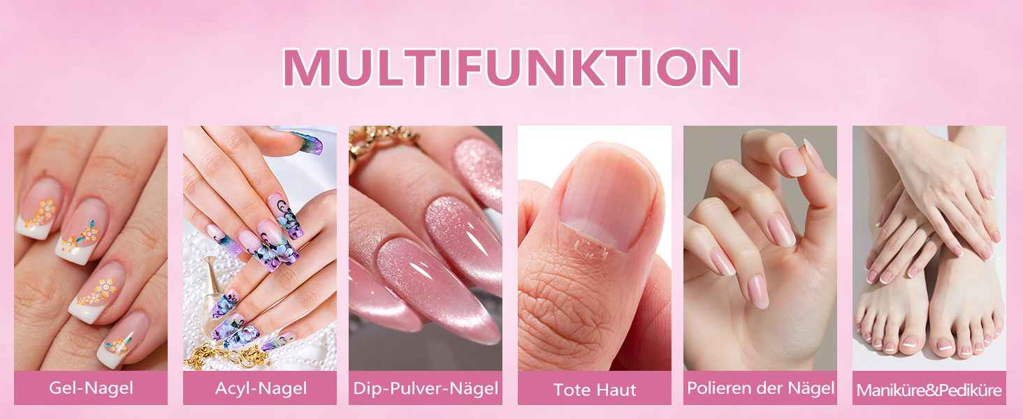 Електричний фрезер для нігтів Nagelfräser 45.000 об/хв - 14 в 1 для гелю, акрилу, манікюру та педикюру, 6 швидкостей, акумуляторний, рожеве золото