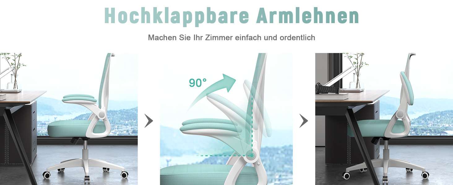 Офісний стіл Bürostuhl Rattantree: ергономічний крісло з підтримкою попереку, регульовані підлокітники, регулювання висоти, поворотне крісло з дихаючою спинкою для офісу та робочого кабінету, зелений