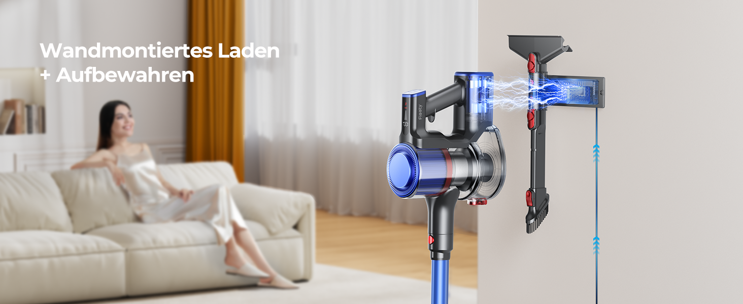 Бездротовий пилосос Fieety 550W з акумулятором, 45000Pa, 60 хвилин роботи, 6-в-1, тихий, з арома-пластиною, для твердих поверхонь, килимів та шерсті тварин