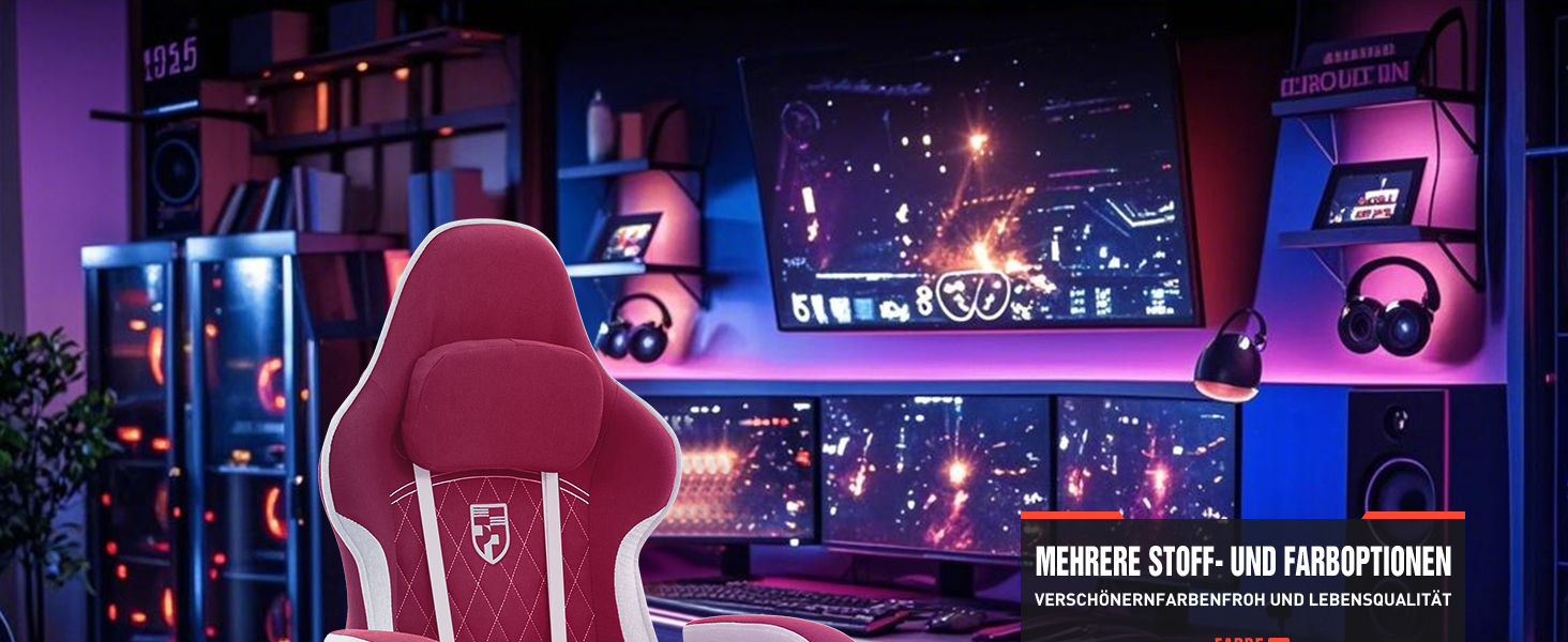 Геймерське крісло Racing з підставкою для ніг, чорно-рожеве (Winered). Екзоскелет, регулювання, підтримка спини