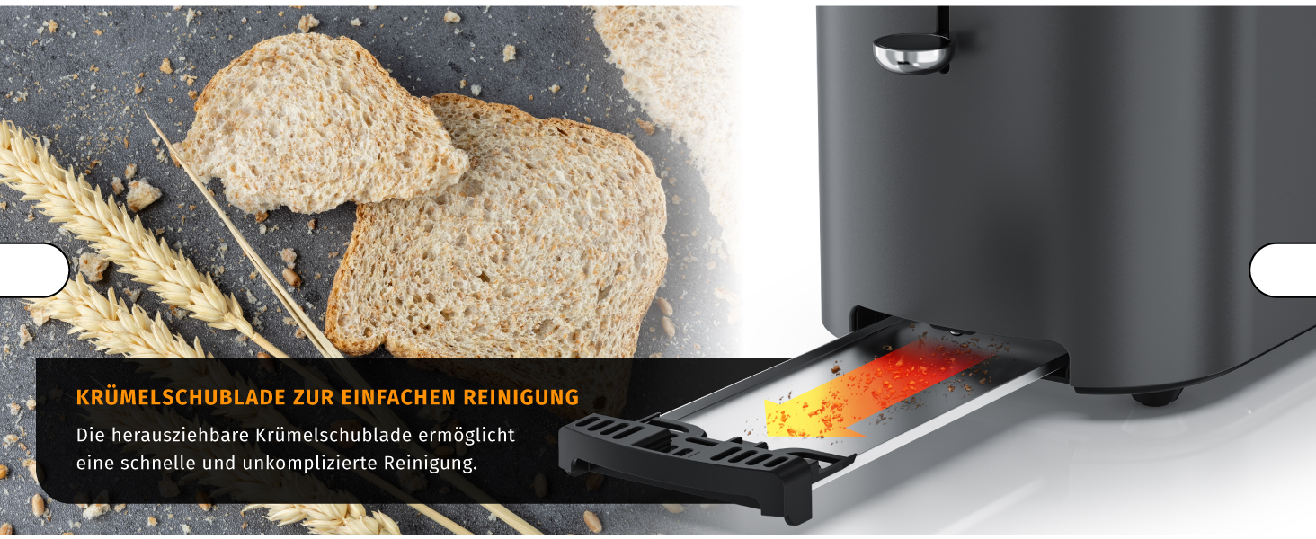 Тостер Arendo з нержавіючої сталі, 4 слоти, довгі прорізи, сенсорний екран, подвійні стінки, 1500 Вт, підставка для булочок, 6 рівнів підсмажування, центрування хліба, індикатор часу, пам'ять (B: Cool Grey)