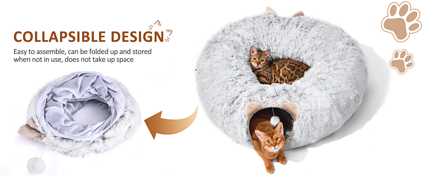 Тунель для котів LUKITO, іграшка для котів, м'яке котяче ліжко, великий тунель з двома входами, хатинка для кота, для домашніх котів