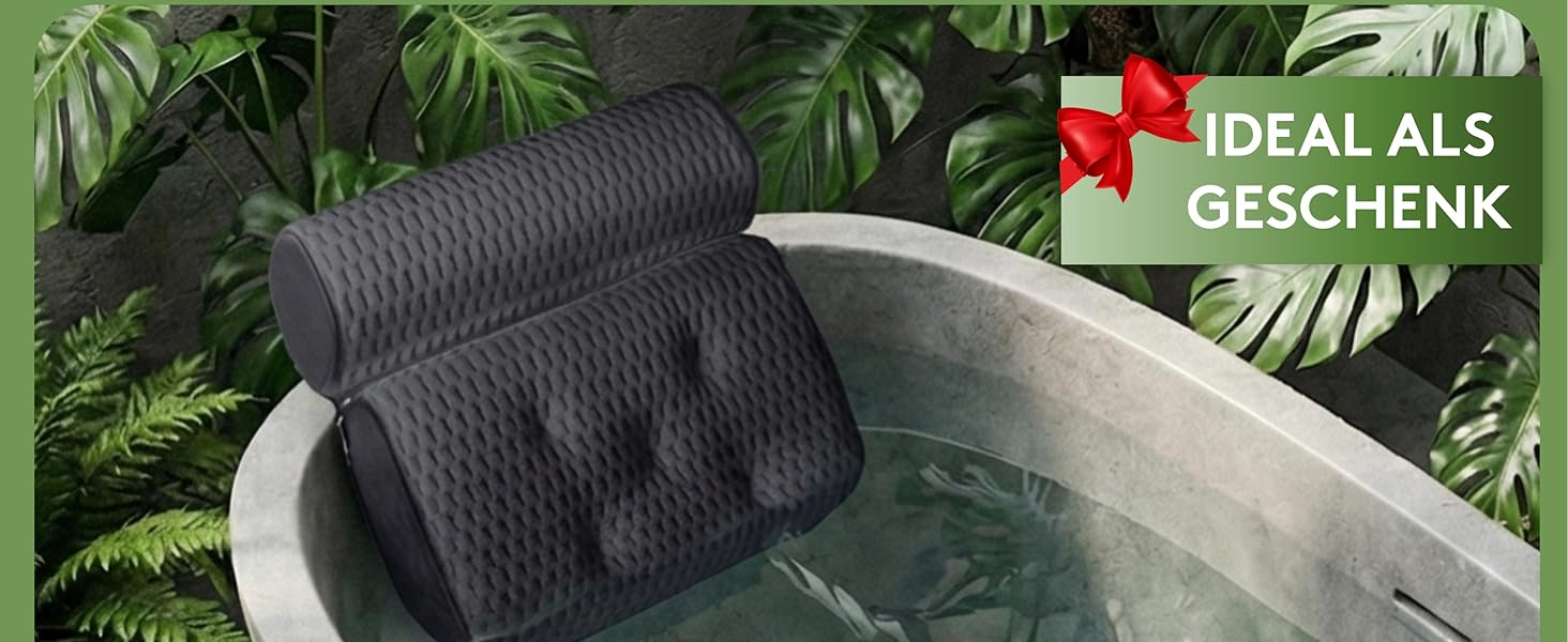 Подушка для ванни MEDIUM-WEICH [Біла 4D] - Підголовник для ванни з присосками, аксесуар для ванної кімнати. Ергономічна подушка для ванни, Badekissen, натуральний відтінок.