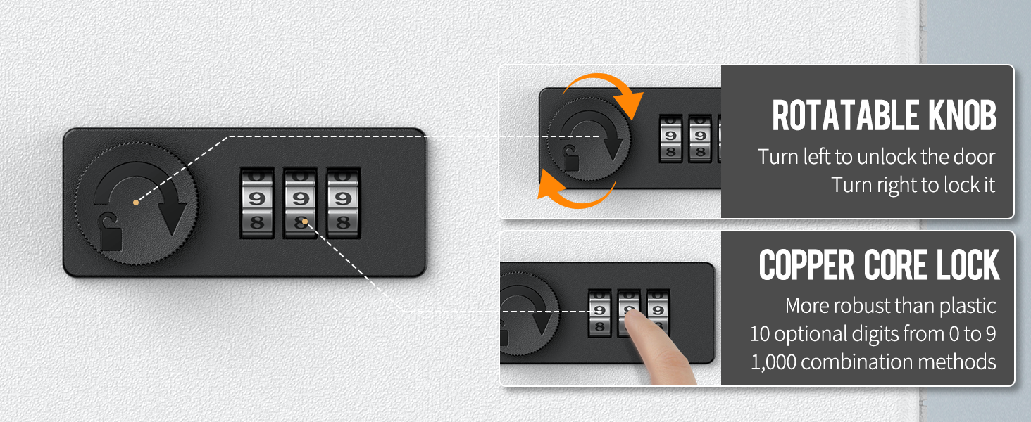 Шкафчик для ключів Uniclife на 60 позицій з комбінацією та ключовим замком, цифровий, з регульованими полицями (20 ключів, білий)