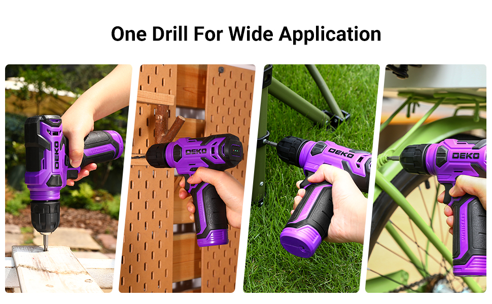 Набір інструментів DEKO 126-tlg. з акумуляторною дрилем: кейс, ящик, професійний набір для дому, офісу та саду, фіолетовий