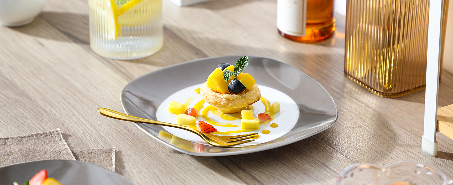 VEWEET Набір посуду 'Нікіта' з порцеляни, 24 частини | Сервіз включає миски, десертні тарілки, тарілки для їжі та супові тарілки | Посуд для 4-12 осіб