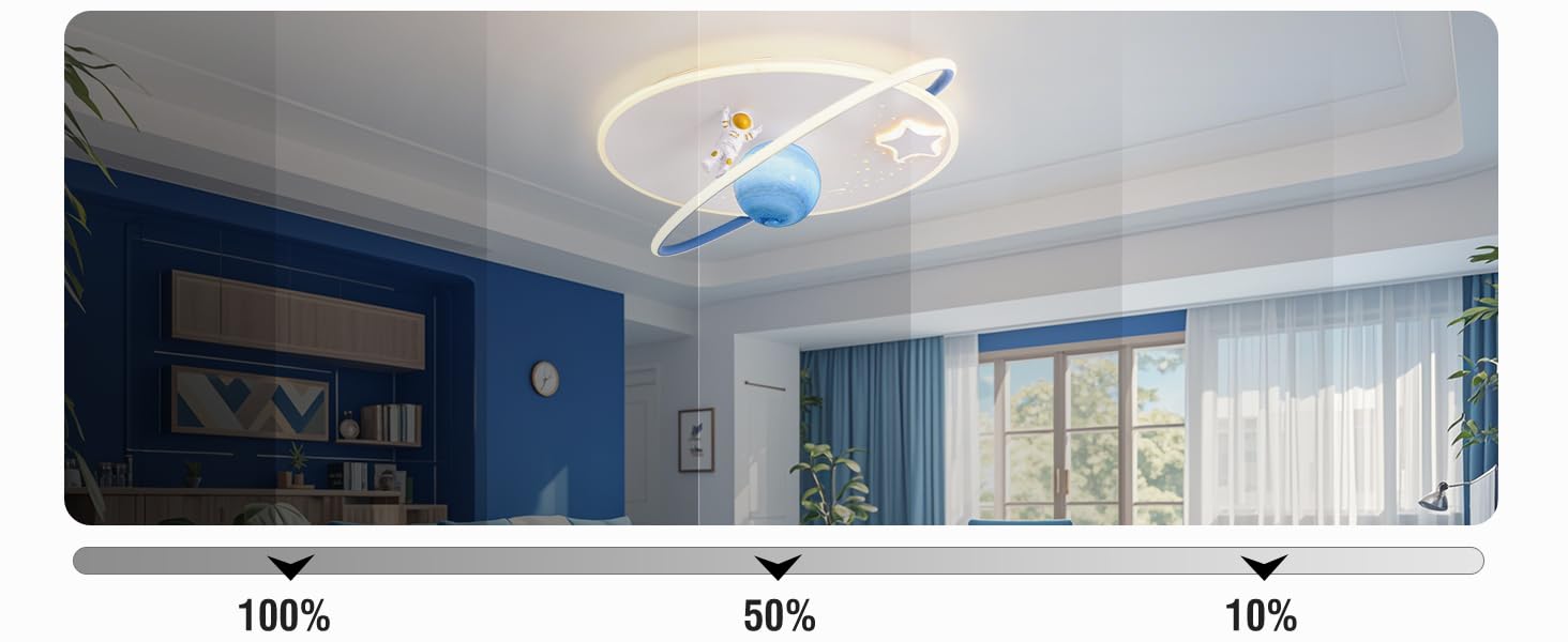 Дитяча стельова LED-лампа RRBEST Місяць та астронавт, диммована з пультом, біло-синя, для хлопчиків і дівчаток, 50 см, сучасний дизайн, декор для дитячої кімнати