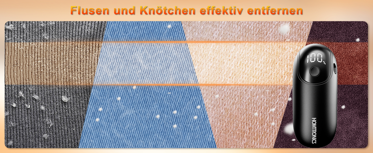 Електричний видалення ворсу для одягу, меблів та текстилю - портативний бездротовий прилад з LED-дисплеєм та 3 рівнями налаштування, чорний