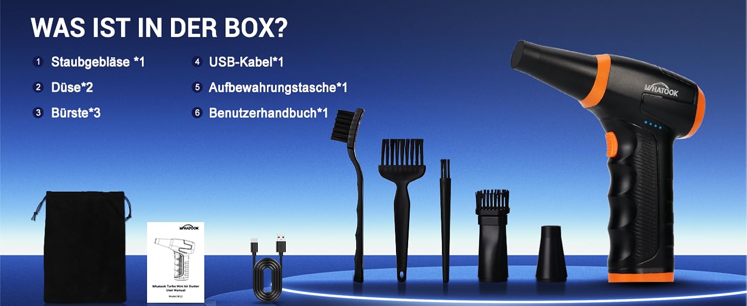 Електричний пилосос-фен WHATOOK Mini: 3 швидкості, 150000 обертів/хв, акумулятор 8000mAh, LED, для чищення ноутбука, клавіатури, авто