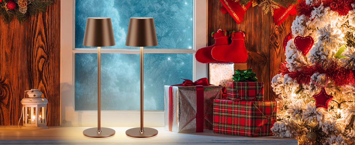 Набір з 2 бездротових настільних світильників LED з акумулятором, диммер сенсорний, 3 режими кольору, USB-C зарядка для спальні, столу, кемпінгу (Чорний)