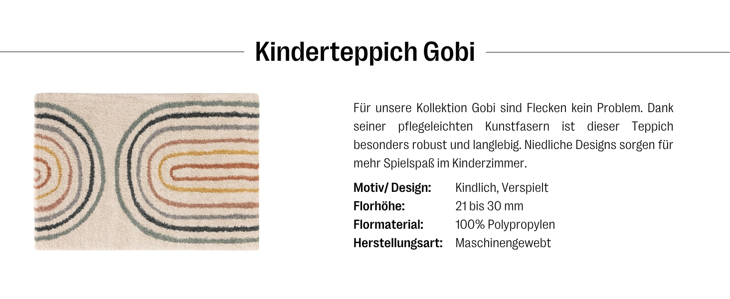 Дитячий килим Benuta Lytte Gobi - багатокольоровий 80x150 см, прямокутний, з дитячими мотивами, штучне волокно, для дитячої, вітальні, спальні