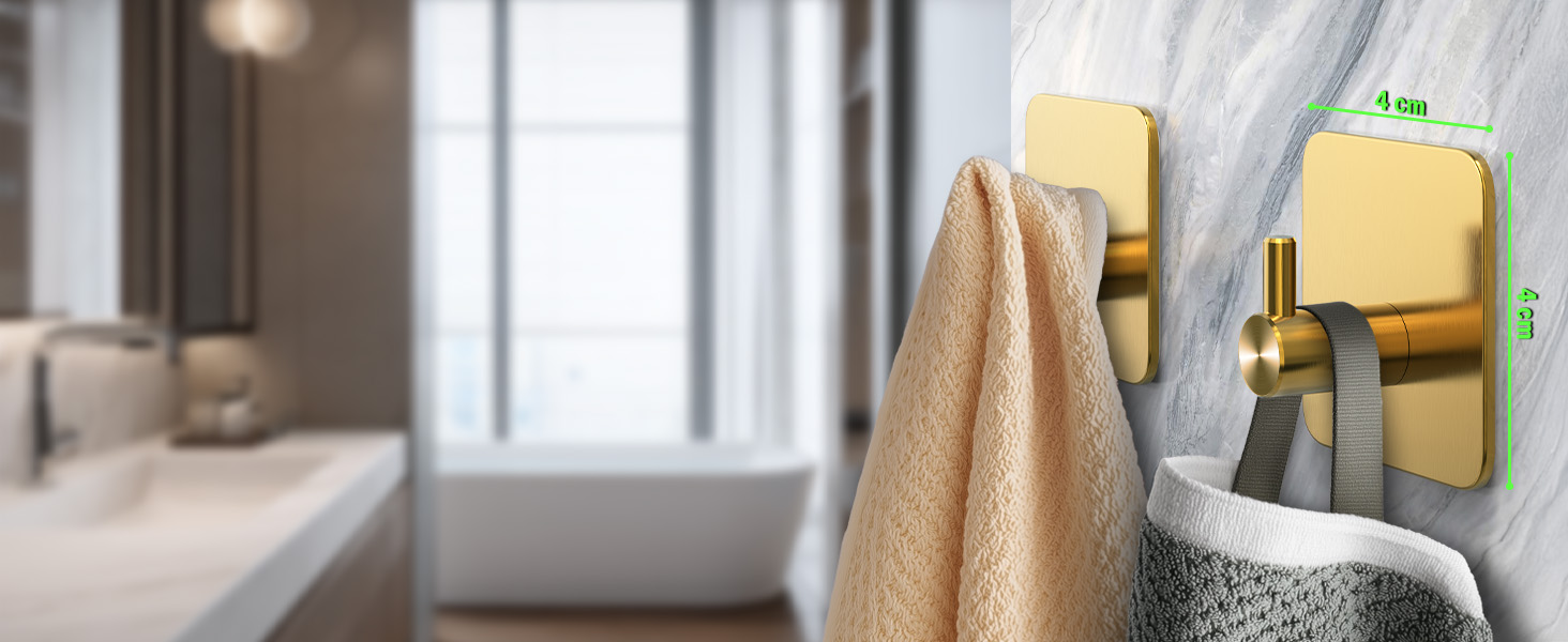 Набір гачків для рушників 4smile (6 шт) - самоклеючі, золоті, для ванної кімнати