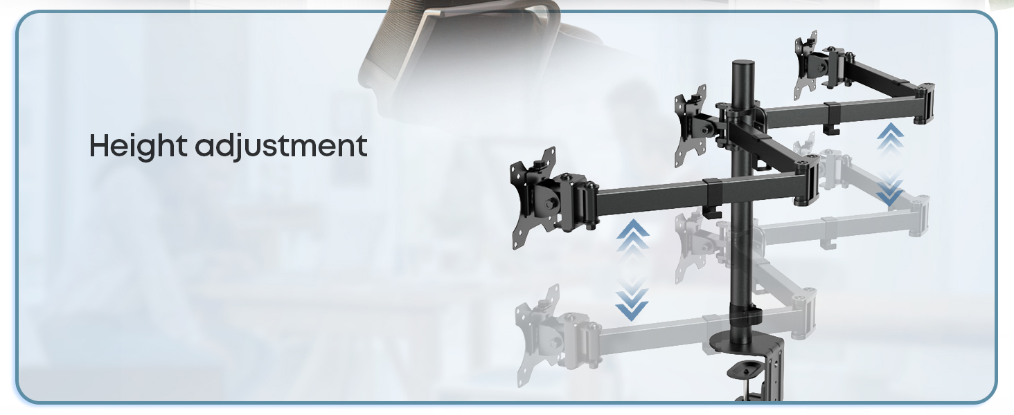 Тримач для монітора PUTORSEN на стіл для 13'-27' LCD/LED моніторів, 7 кг/монітор, регульований (180° нахил, 360° поворот, регулювання висоти), білий (чорний, білий)