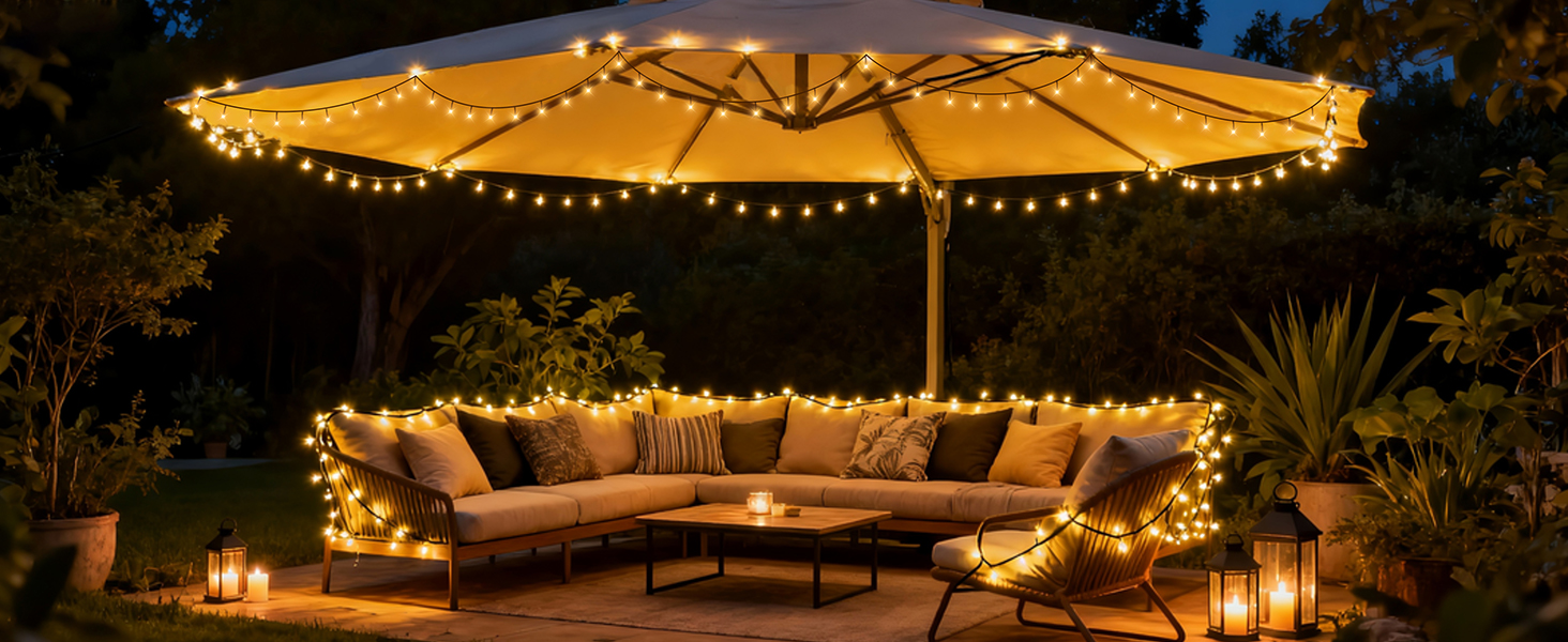 Льоноконекторна гірлянда BTfarm 20M 200 LED, тепле біле світло, з пультом, таймер, IP65, для дому та саду