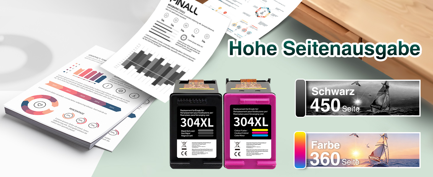 Картриджі HP 304 XL відновлені (комплект 2 шт.) для принтерів HP Deskjet 2620, 2625, 2630, 2635, 2655, 3760 та HP Envy 5010, 5020, 5030, 5032