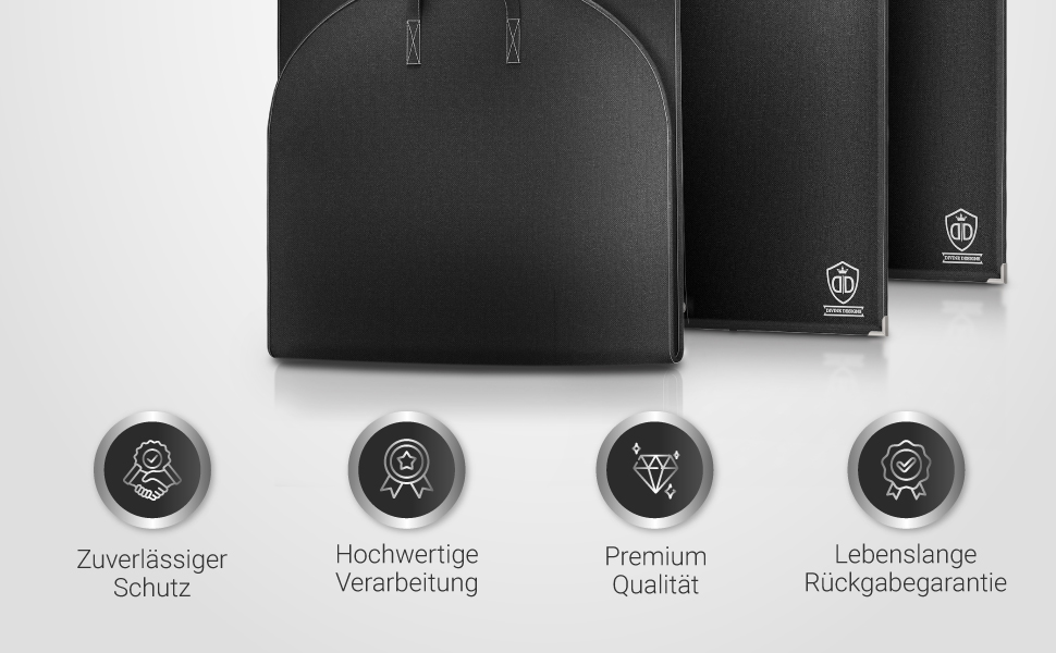 Набір 2 шт. мішки для одягу 120x60 см, мотоотанові - захисні мішки для одягу на блискавці для зберігання - чохли для одягу для XXL костюмів, пальто, курток - мішки для одягу, сумка для костюма, сумка для сорочок 120x60 см (без аксесуарів) 2 шт. - Чорний